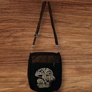 Mushroom Design Black and Brown Crossbody Bag